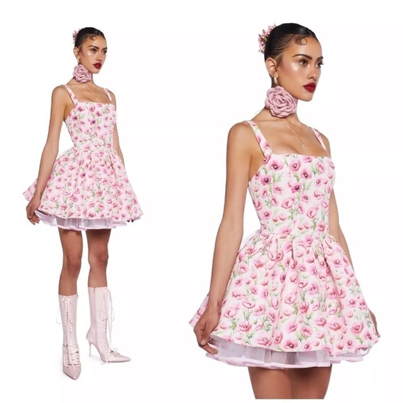 Sugar Thrillz Dolls Kill White Pink Floral Magic Moves Corset Dress Size XXL - Picture 3 of 9